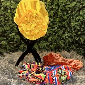 VIBRANT Women’s Solid MultiColor Floral Velvet Terry TURBAN BUNDLE of 3 NWOT